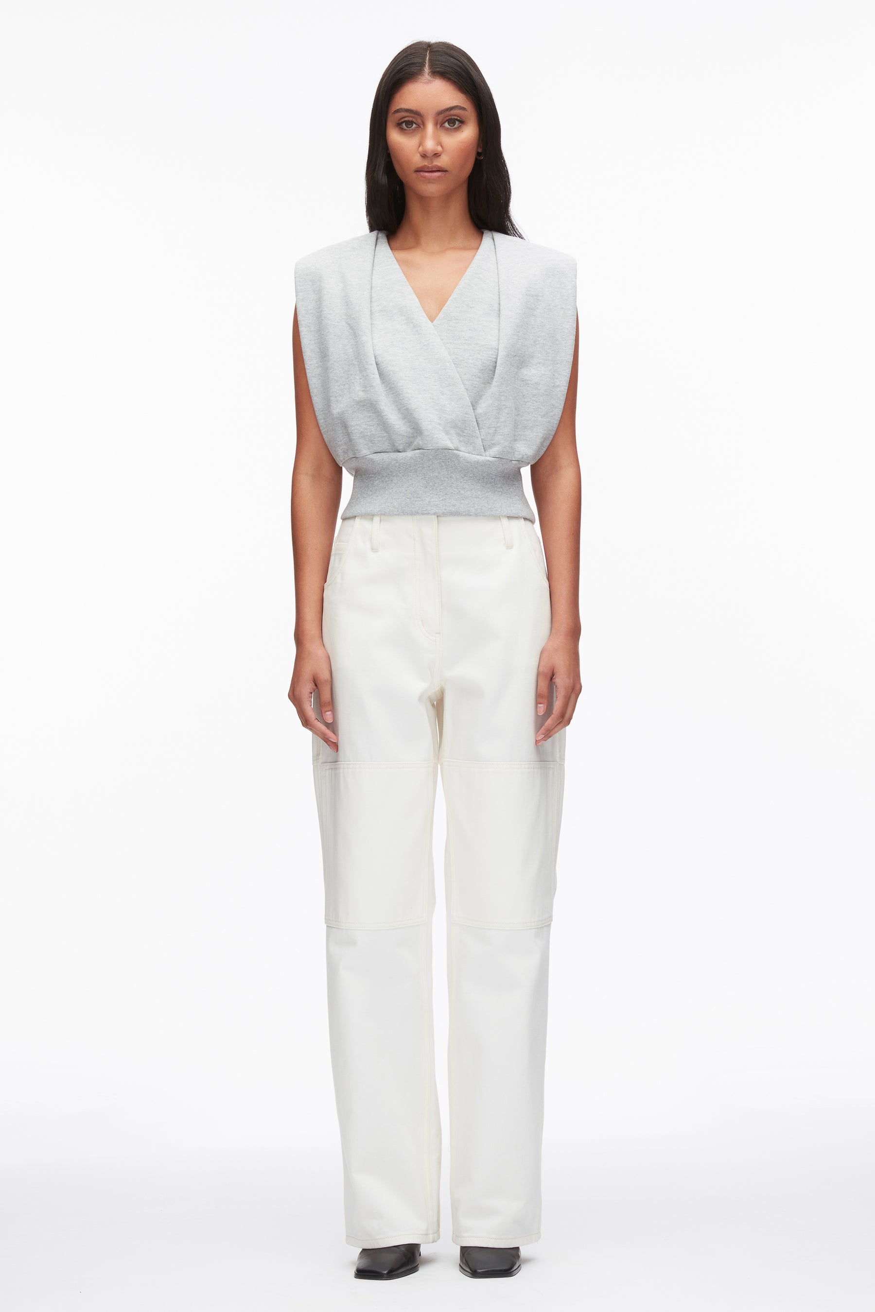 Draped Sleeveless French Terry Top