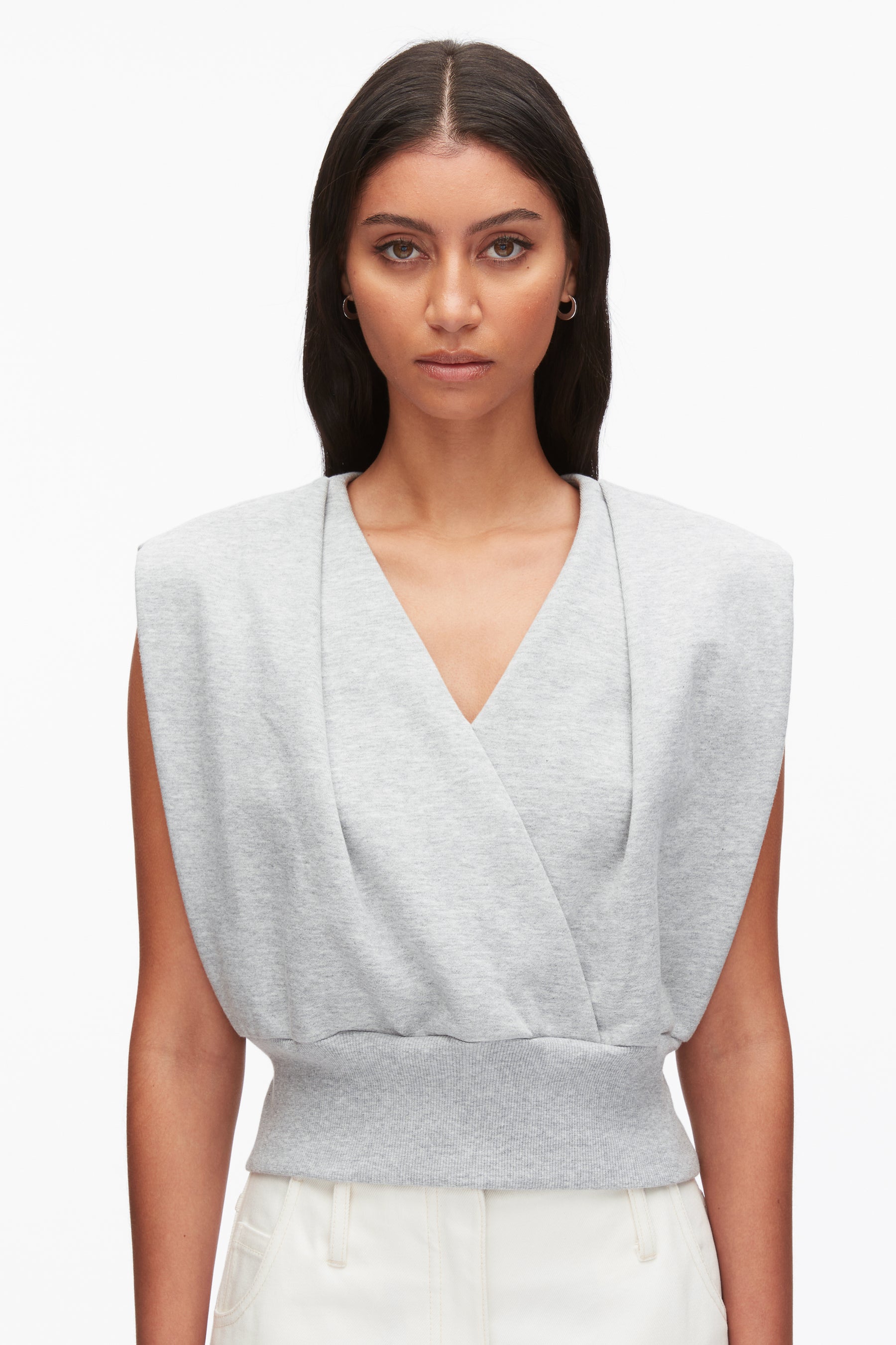 Draped Sleeveless French Terry Top