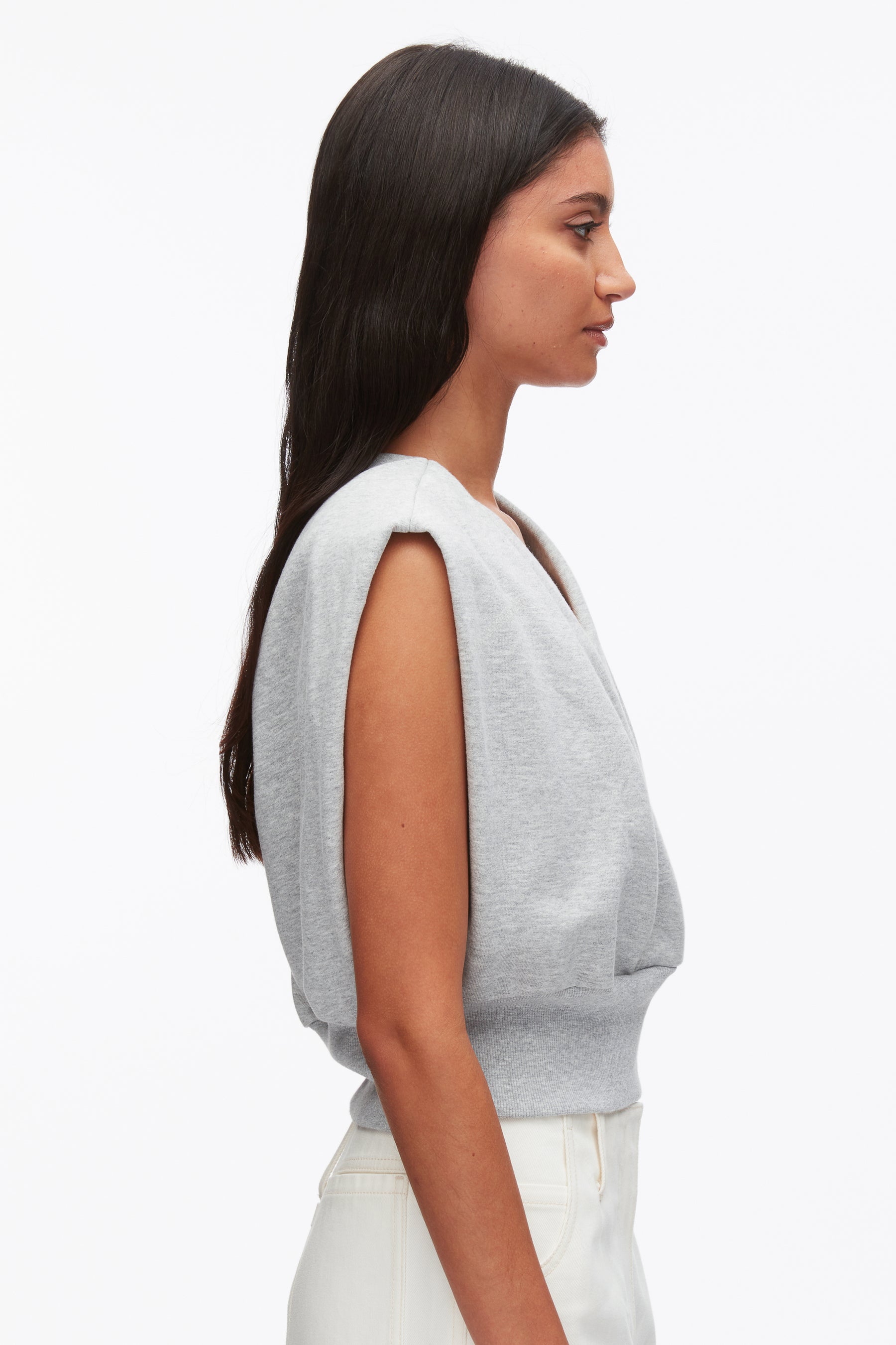 Draped Sleeveless French Terry Top