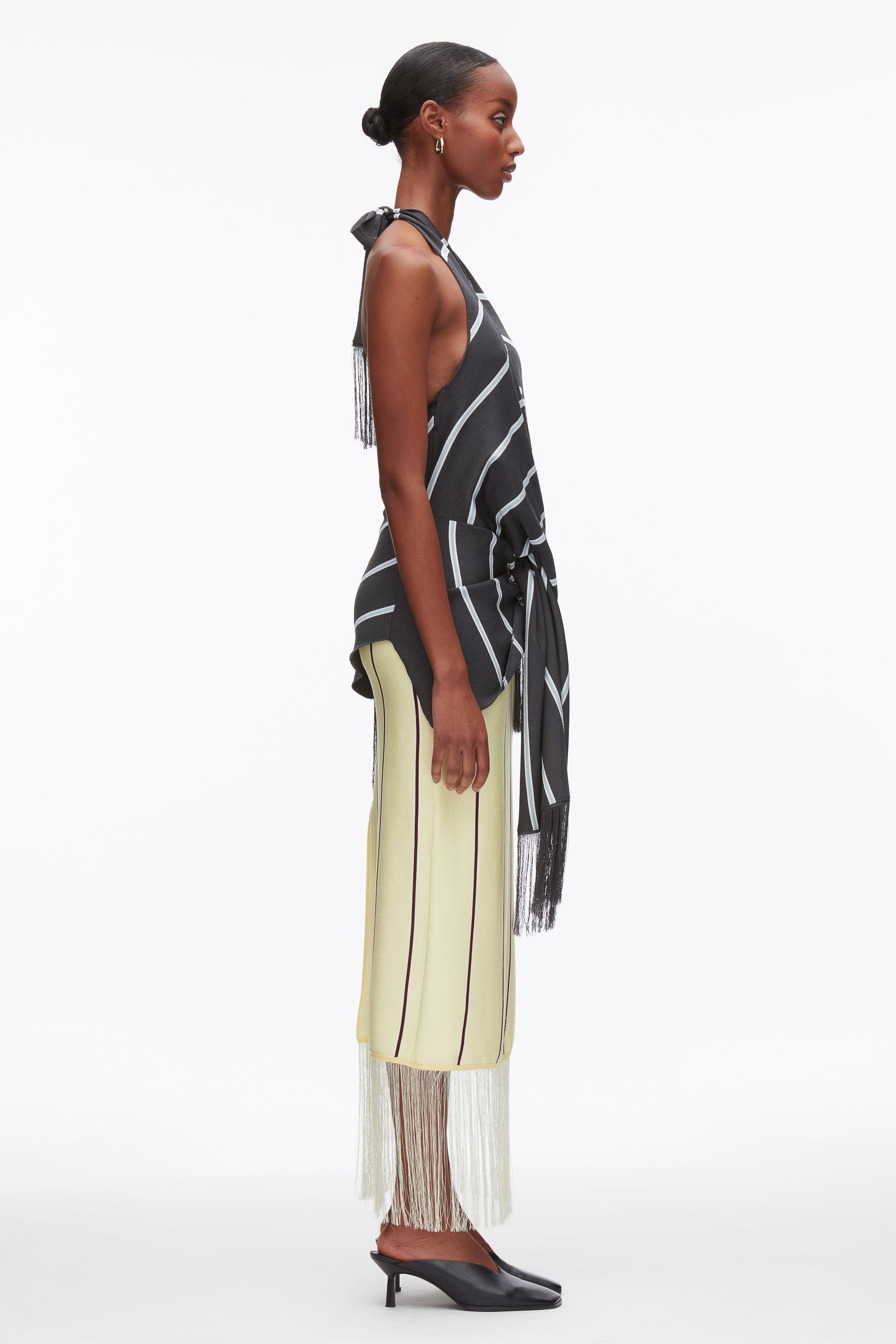 Draped Stripe Halter Top with Fringe – 3.1 Phillip Lim