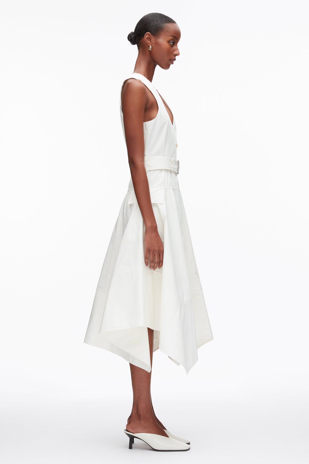 white utility dress Patchwork Sleeveless Belted – 3.1 Phillip Lim Teal Coast Cape Sleeve gallery openings or elevated style-WLVY6011 Volume:Vol.2