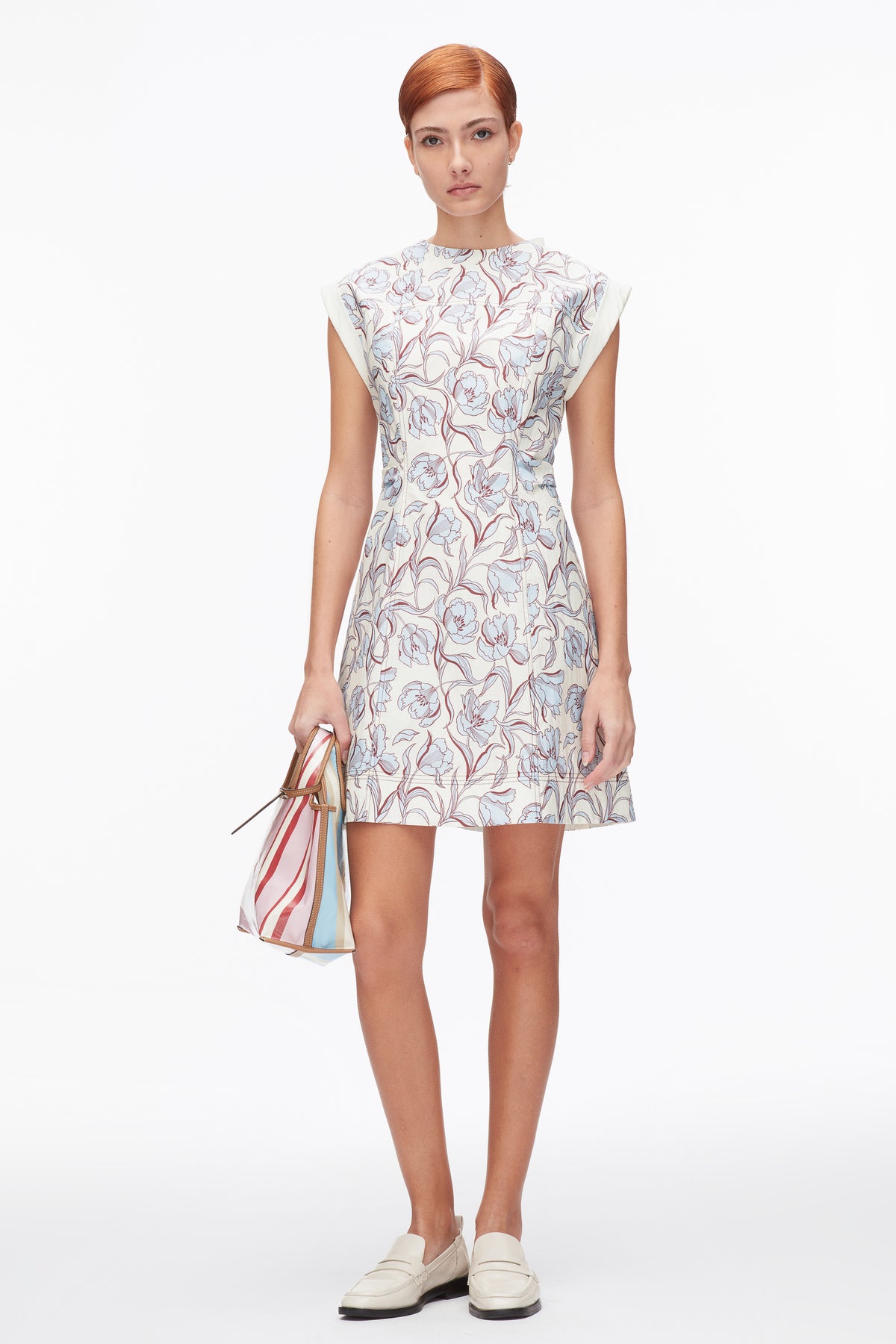 Short Sleeve Floral Mini Dress - SKY Blue MULTI