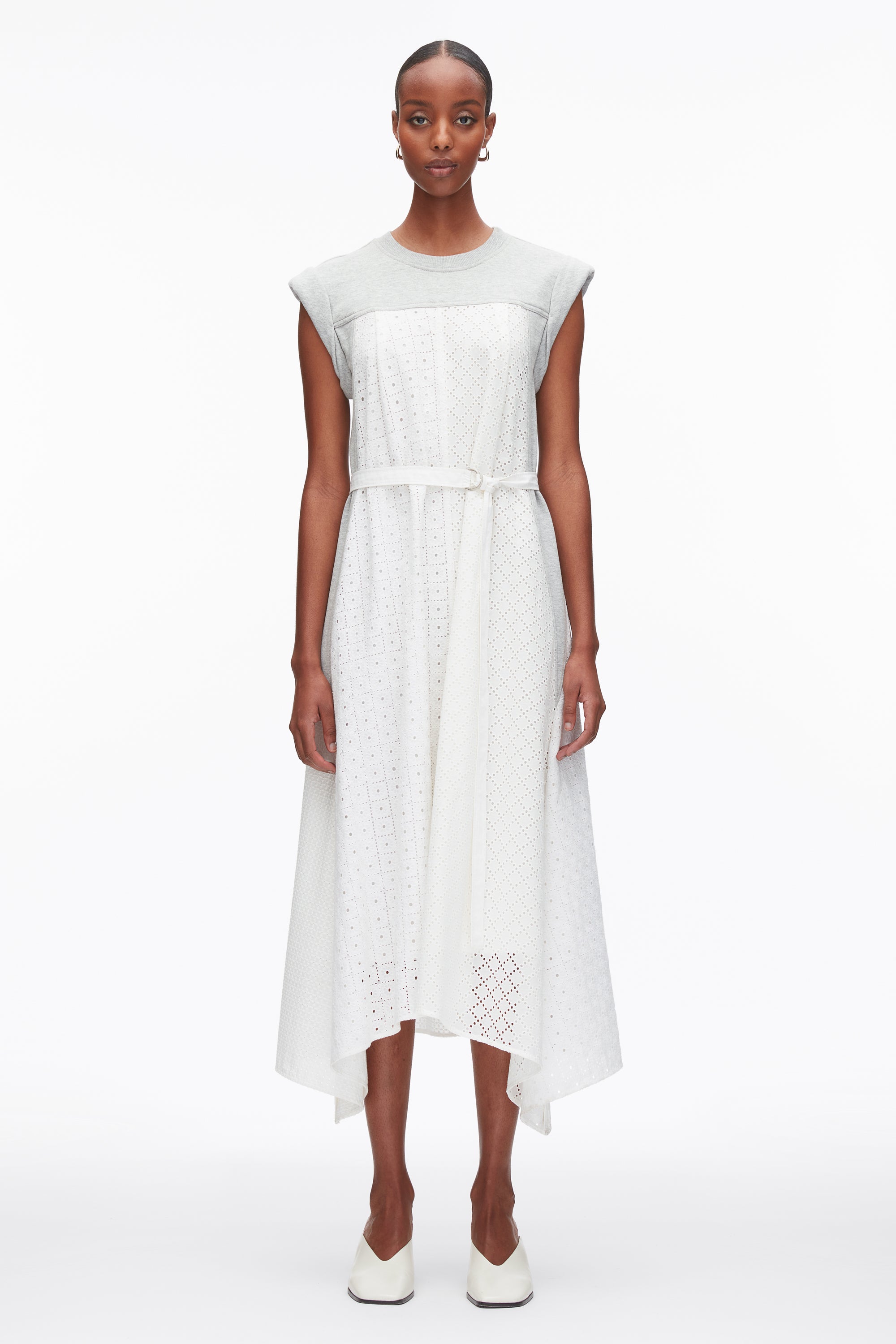 Sleeveless French Terry Dress with Broderie Anglaise – 3.1 Phillip Lim