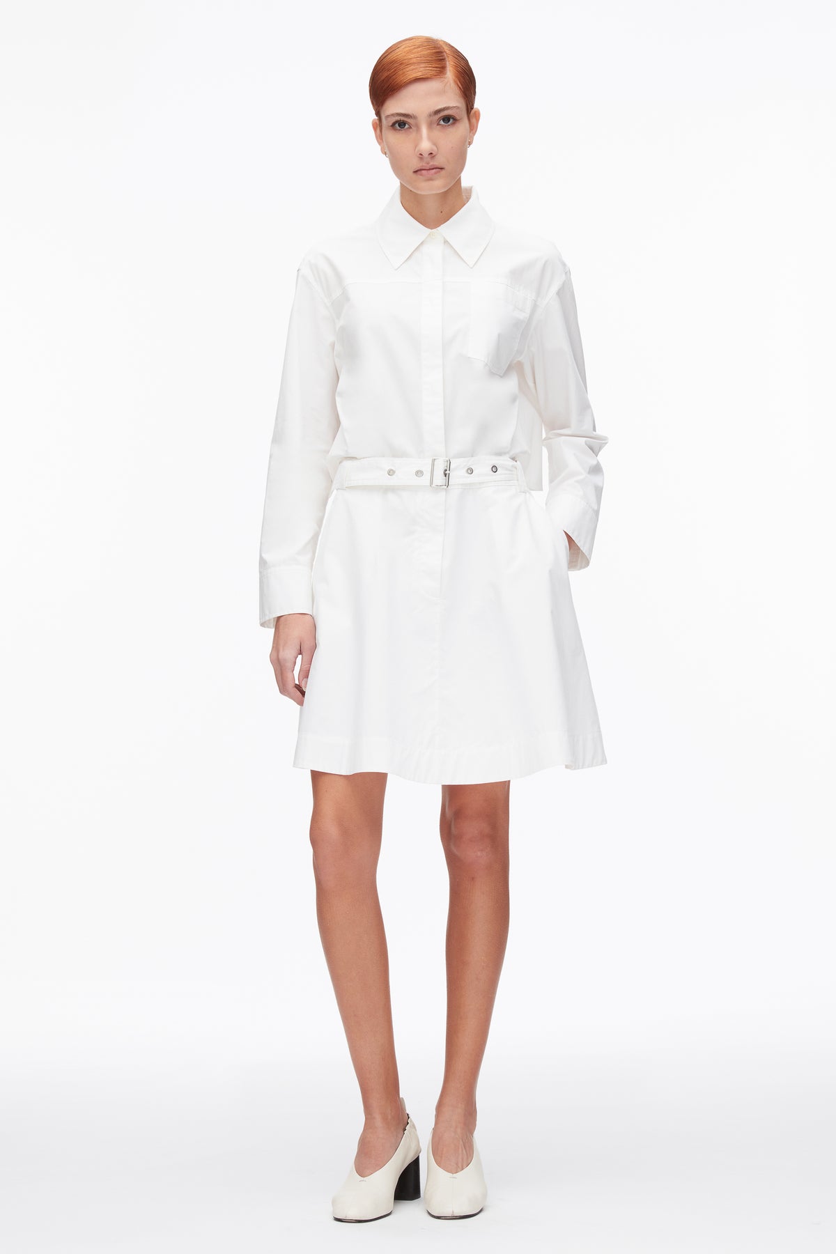 structured cotton dress Women's PLT Label White Structured Cotton Extreme Frill Mini Dress