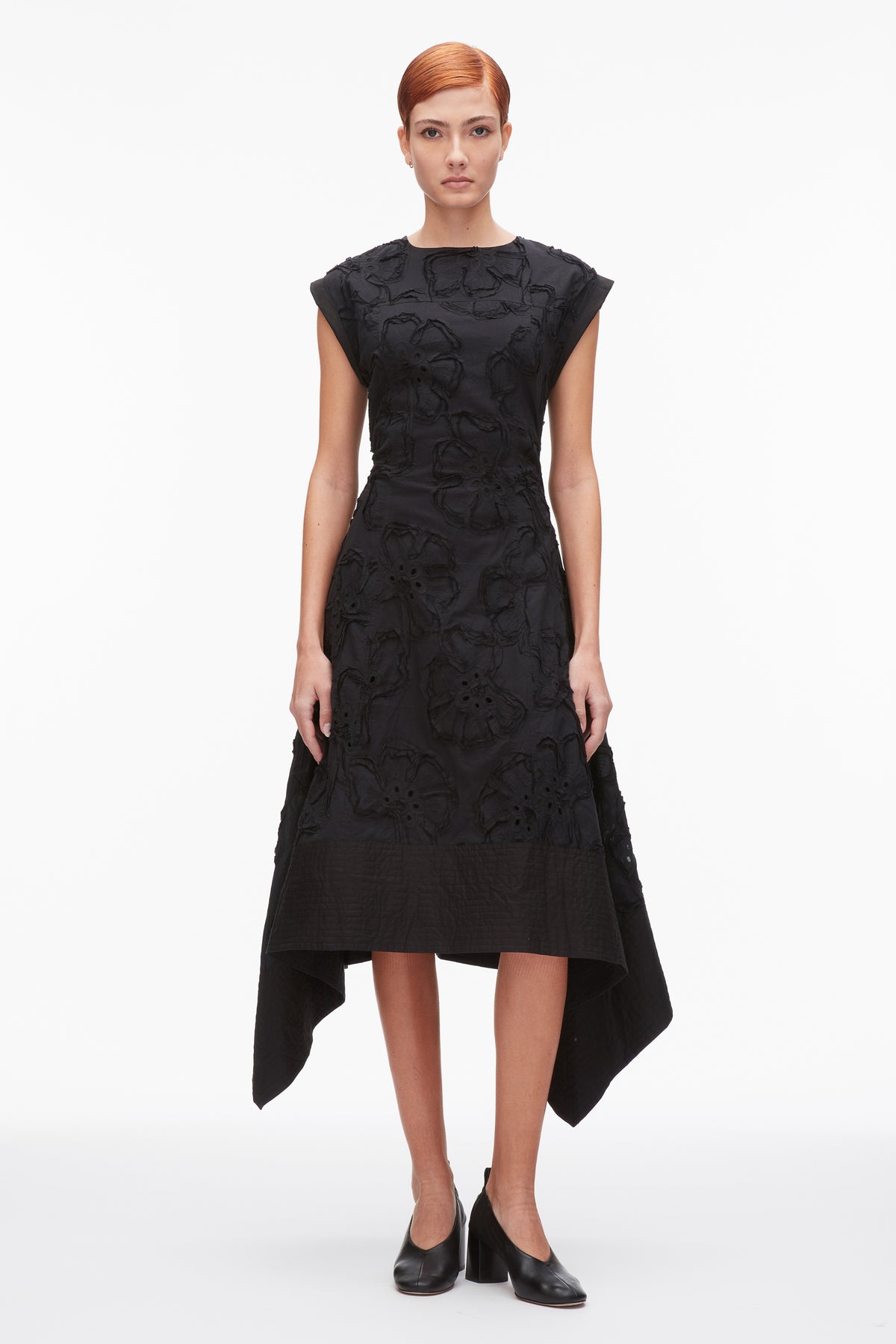 black handkerchief hem dress Embroidered Belted Midi Dress with Handkerchief Hem – 3.1 Phillip Lim