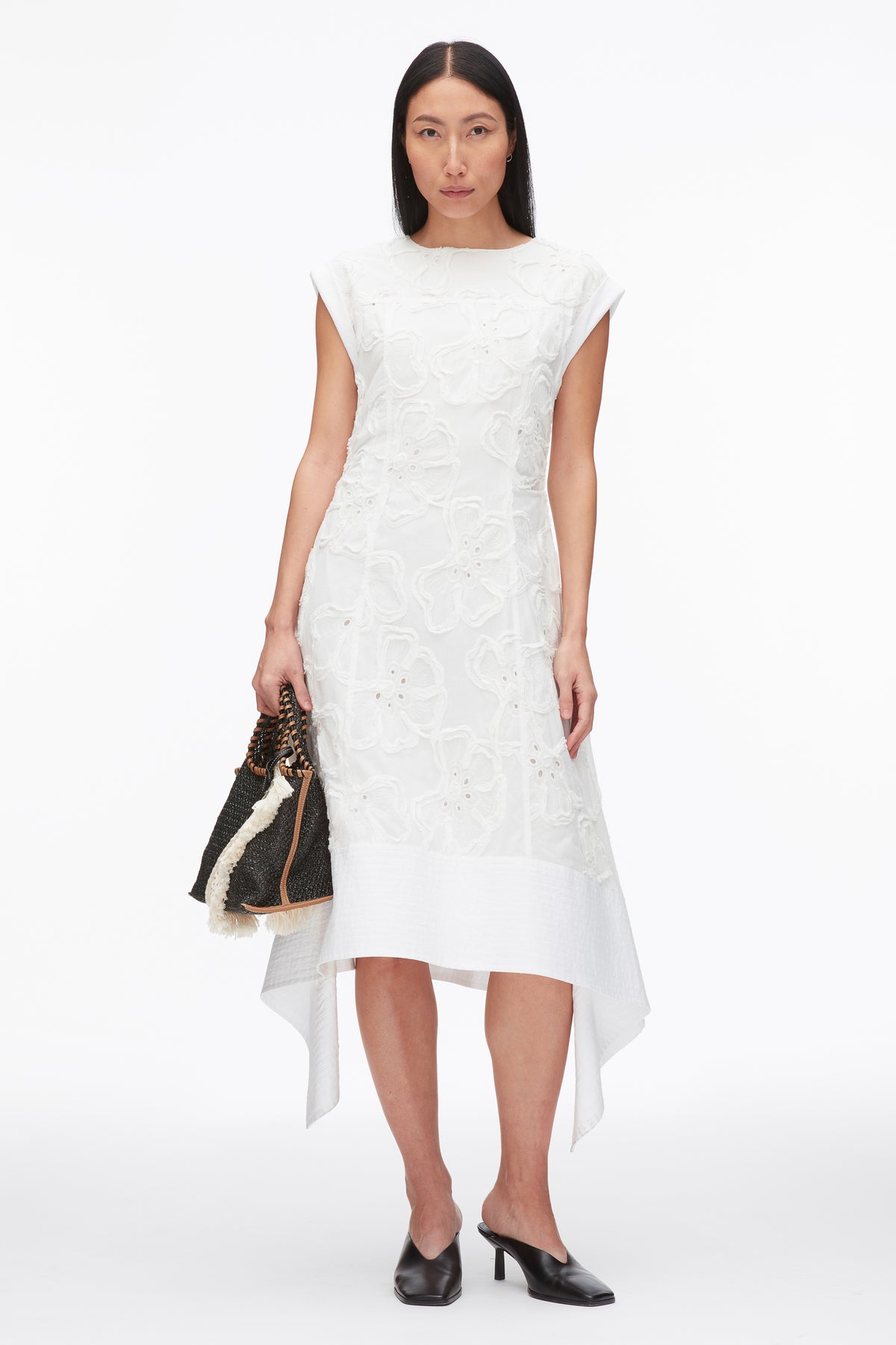 Embroidered Belted Midi Dress with Handkerchief Hem - 2