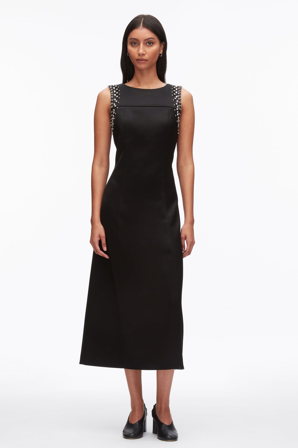 Studded Satin Sleeveless Midi Dress - 8