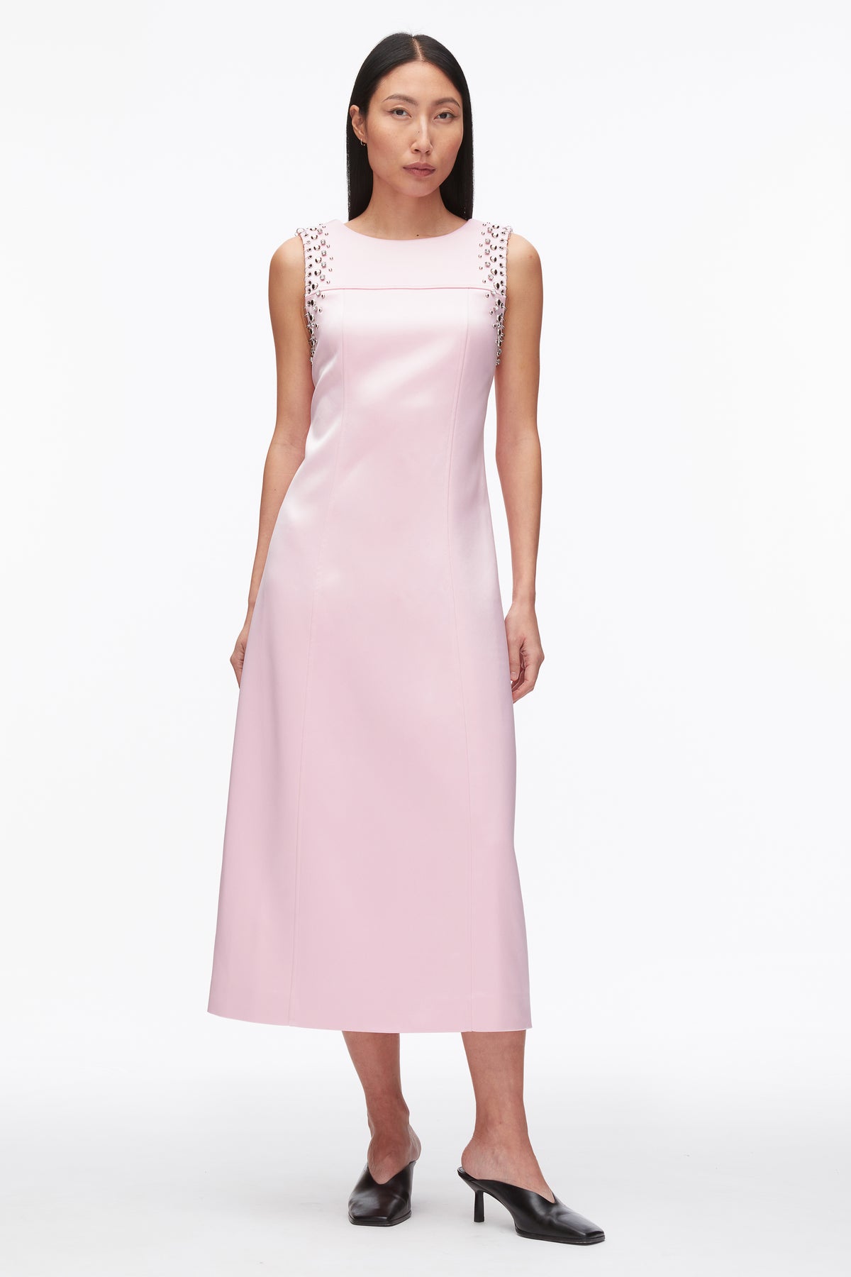 Studded Satin Sleeveless Midi Dress - 10